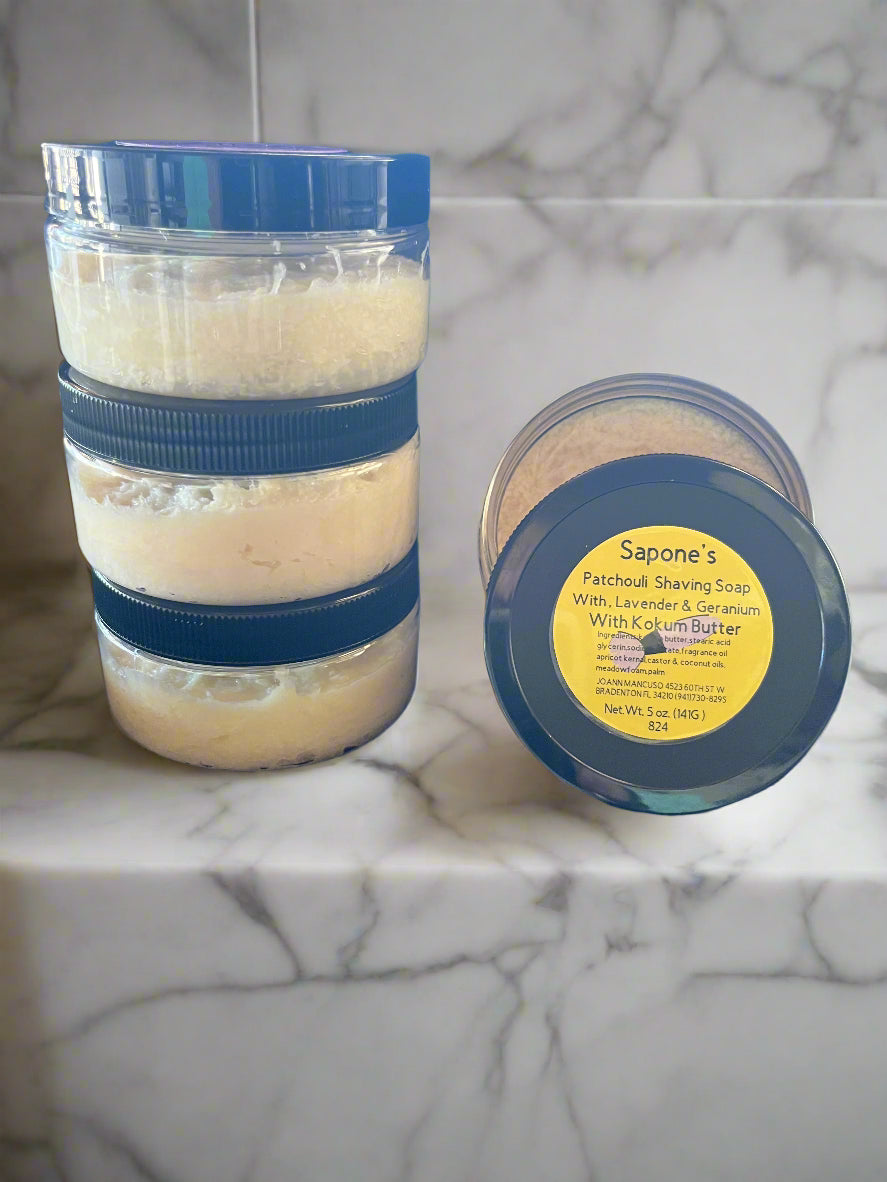 Patchouli Lavender and Geranium Shaving Soap